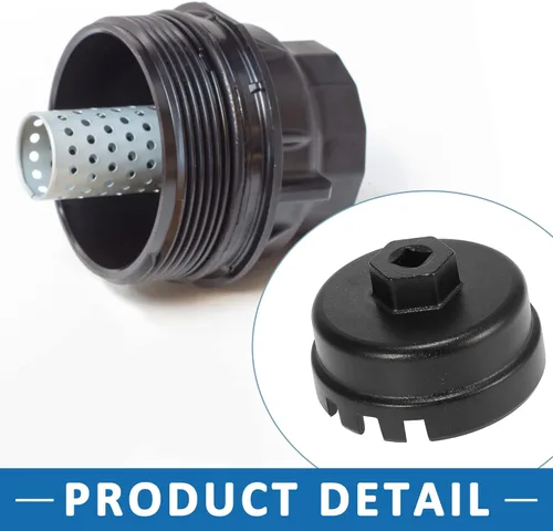 Miniatura 4 de Llave de tapa de filtro de aceite, 14 flautas, 6 ranuras, herramienta de extracción de tapa de filtro de aceite de 2.539 in para Toyota Corolla Negro