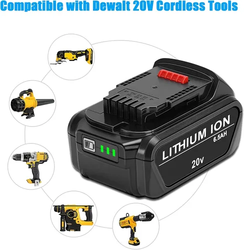 Miniatura 3 de Paquete de 2 baterías de repuesto de 6.5Ah compatibles con DeWalt 20V Max DCB200 DCB204 DCB206 DCB201 DCB203 compatible con herramientas eléctricas