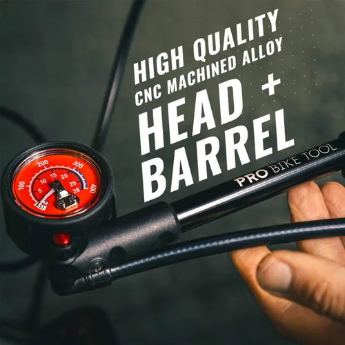 Miniatura 8 de PRO BIKE TOOL Bomba de suspensión para bicicletas de montaña y carretera - Bomba de suspensión de bicicleta de alta presión de 300 PSI - Ideal