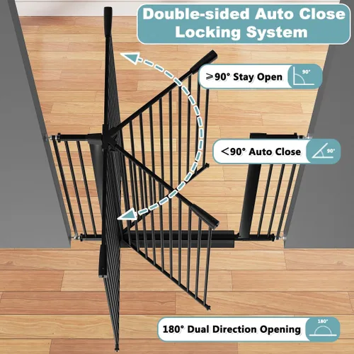 Miniatura 5 de Puerta extra alta para mascotas de 51.18 pulgadas para gatos y perros, puerta extra ancha de 29.6 a 40.5 pulgadas para escaleras y puertas, puerta