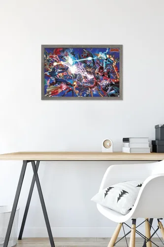 Miniatura 6 de Trends International Marvel Comics Secrets Wars - Póster de pared de batalla de 14.725 x 22.375 pulgadas, versión enmarcada de madera de granero