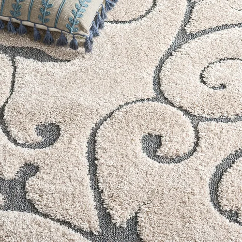 Miniatura 6 de SAFAVIEH Florida Shag Collection - Alfombra de área de 5 pies 3 pulgadas x 7 pies 6 pulgadas, beige y gris azulado, diseño de volutas, no desprende