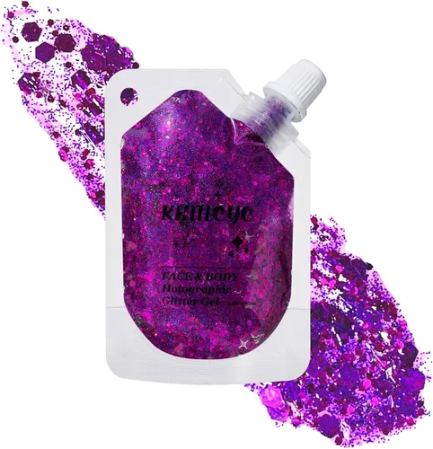 Miniatura 23 de Gel holográfico con purpurina para el rostro, brillo corporal con maquillaje para cabello, cara, clavícula, brazo, uñas, sombra de ojos, lentejuelas