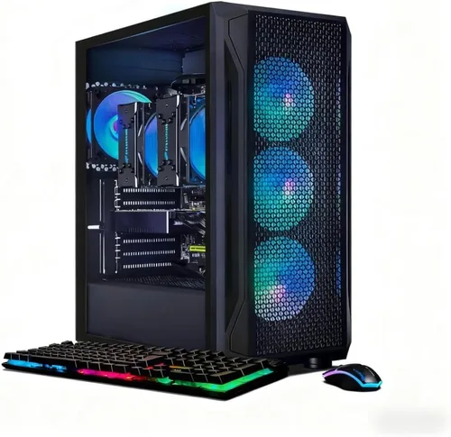 STGAubron PC para juegos de doble CPU, Intel i7 Xeon E5 dual hasta 3.7GHz, Radeon RX 580 8G, 16G DDR4, 512G SSD, WiFi 6, BT 5.0, ventilador RGB x 4,
