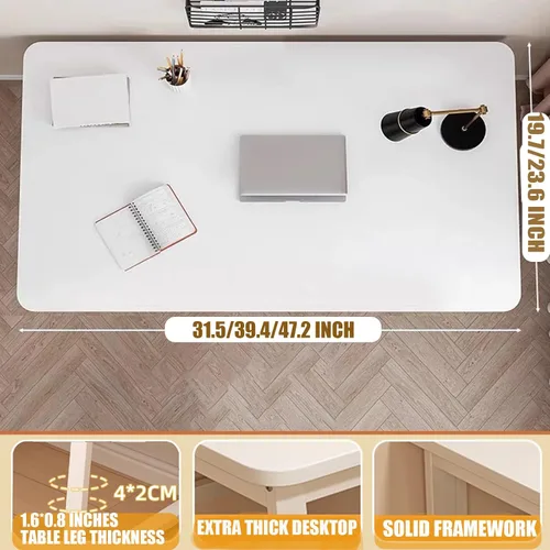 Miniatura 6 de Escritorio moderno de 31.5 pulgadas, mesa de computadora de estilo simple, escritorio de oficina industrial, color blanco