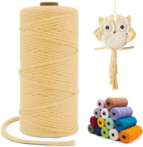 Miniatura 107 de Cuerda de macramé de una sola hebra de 0.197 in x 110 yardas, cuerda de macramé de algodón natural de 0.197 in, cuerda de algodón grueso para colgar