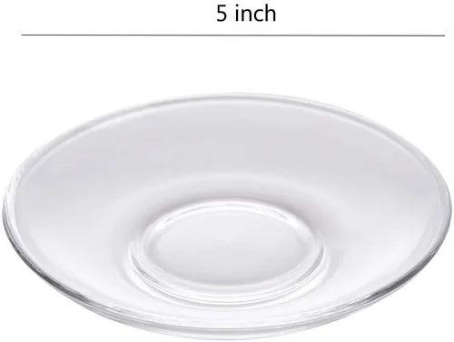Miniatura 2 de Sizikato Plato de refrigerio de vidrio transparente de 6 piezas, plato de postre de restaurante, decoración de mesa de té, soporte para bolsa de té.