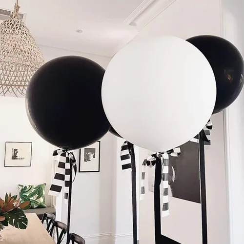 Miniatura 6 de IN-JOOYAA 10 globos redondos gigantes negros de 24 pulgadas, globos grandes para decoración de bodas, baby shower, fiestas de cumpleaños