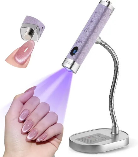 Miniatura 11 de Quaferen Mini luz UV de mano para uñas de gel con soporte, lámpara de uñas recargable de curación flash con sensor automático, imán de ojo de gato