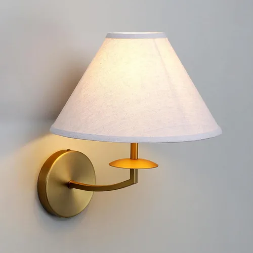 PERMO Aplique de pared vintage clásico con pantalla de tela de lino, apliques de pared dorados antiguos, luces de pared interiores cableadas para