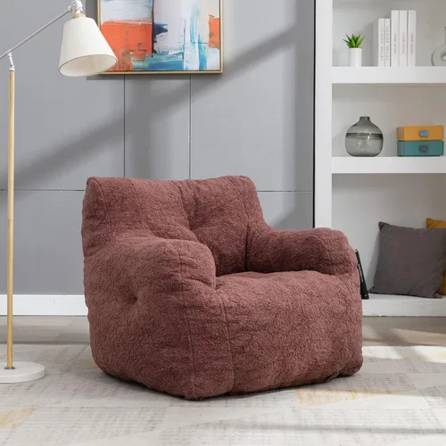 Miniatura 10 de Puf - Silla de sofá individual, mullida, moderna, suave, copetuda, de espuma, sofá perezoso, silla de ocio para sala de estar, dormitorio, balcón