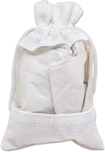 Miniatura 2 de Paquete de 48 bolsas de regalo pequeñas de lino, arpillera y organza con cordones (3.5 x 5.5 pulgadas, blanco) - Recuerdos de fiesta, regalos