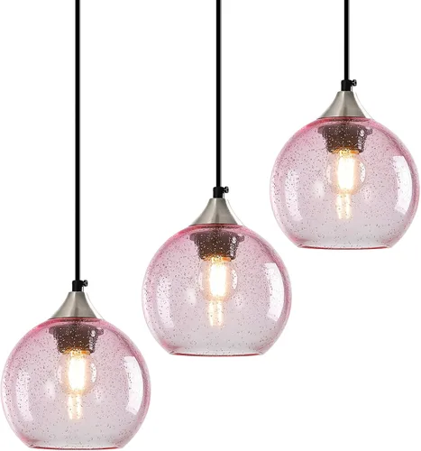 Miniatura 12 de Luces colgantes de cristal verde claro, iluminación de isla de cocina, luminarias de luz colgante de globo, iluminación colgante moderna