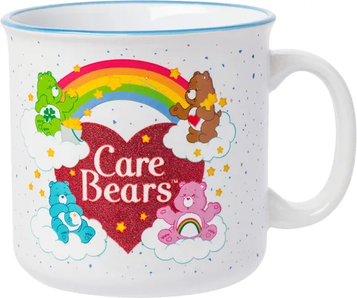 Miniatura 11 de Silver Buffalo - Taza de cerámica de campamento de Los Ositos Cariñositos con purpurina y frase «Positive Vibes» de 20 onzas Care Bears Vibes