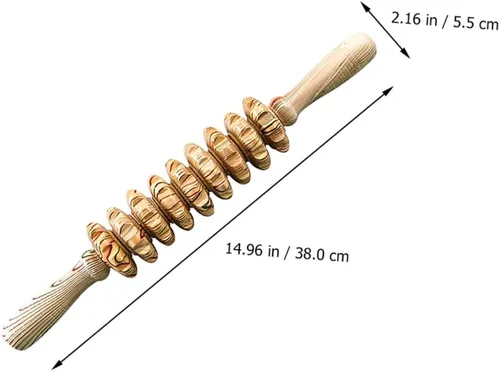 Miniatura 6 de POPETPOP Rodillo masajeador abdominal de mano de nueve ruedas de madera, herramienta de alivio muscular multifunción para terapia corporal, masaje