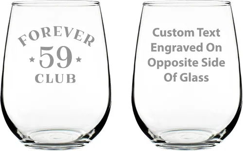 Miniatura 9 de Bevvee Forever 59 Club - Copa de vino sin tallo, regalos de 60 cumpleaños para mujeres y hombres que cumplen 60 años, decoración de fiesta