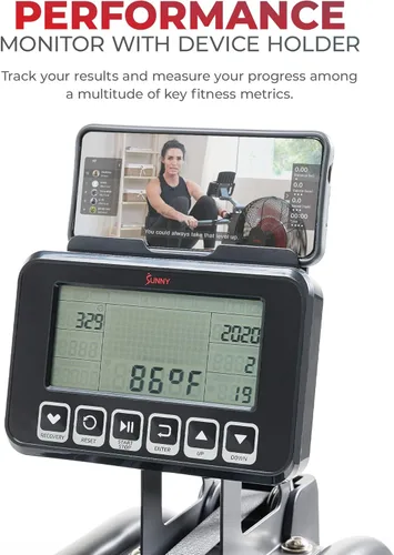 Miniatura 4 de Sunny Health & Fitness Sunny Health & Fitness AquaStrive Series Smart Water Rower, 300LB Capacity Plus Dynamic Hydro Resistance for Home Cardio