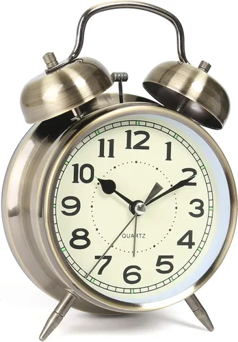 Miniatura 9 de AYRELY Reloj despertador súper ruidoso para adultos que duermen pesadamente, doble campana, retro, de 4 pulgadas, silencioso, sin tictac, cuarzo