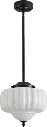 Miniatura 10 de FCTWAKS Lámpara colgante grande de vidrio lechoso, candelabro de techo estilo Schoolhouse de mediados de siglo de 14", candelabro vintage