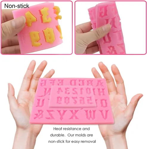 Miniatura 2 de 2 moldes de letras góticas y números de silicona únicos para dulces de chocolate, decoración de pasteles, molde de resina, epoxi