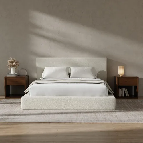 Miniatura 23 de RECCI Cloud - Base de cama Queen tapizada con cabecero, plataforma acolchada de espuma de 5 pulgadas, sin somier, fácil montaje (crema)