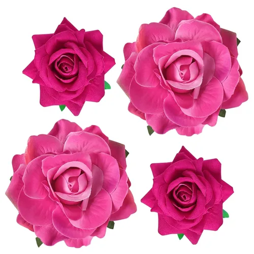 Miniatura 19 de Topbuti Pinza para el pelo de rosa, 4 piezas de tela, pinzas para el cabello mexicano, tocados para mujer, niña, boda, fiesta, día de la madre Negro