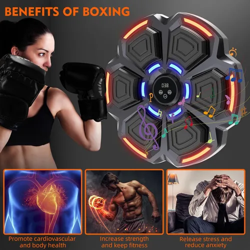 Miniatura 3 de Máquina de Boxeo con Música para Adultos - 9 Modos y 9 Velocidades, Máquina de Boxeo con Música Bluetooth con Guantes, Equipo de Entrenamiento