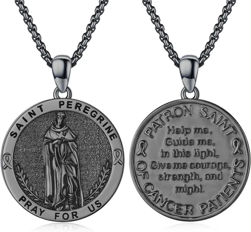 Miniatura 484 de Collar con colgante de plata de ley 925 con medalla de San Patrón, joyería religiosa para hombres y mujeres, con cadena de acero inoxidable 316L
