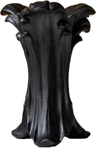 Jarrón de cerámica gótico vintage, 8.74 x 6.46 x 5.63 pulgadas, jarrón negro mate para rosas rojas y negras, jarrón estético de bruja de la academia