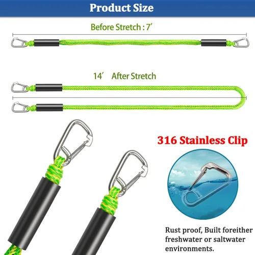 Miniatura 2 de Líneas de muelle elástico para barcos, Líneas de anclaje de bungee para barcos, Cuerda de anclaje elástica para barcos, Línea de anclaje PWC
