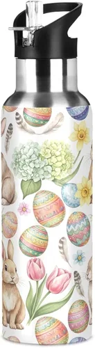 Miniatura 8 de Stainless Steel Vacuum Insulated Water Bottle 20 Oz, BPA-Free Sport Water Bottle for Gym Outdoor Travel School, Watercolor Rabbits