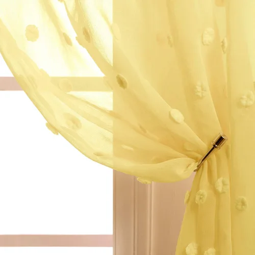 Miniatura 4 de Cortinas cortas amarillas de 30 pulgadas de largo para ventanas de cocina, juego de 2 unidades de cortinas transparentes con bolsillo para barra