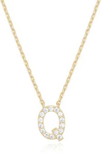 Miniatura 54 de PAVOI 14K White Gold Plated Cubic Zirconia Initial Necklace Letter Dainty Necklaces for Women