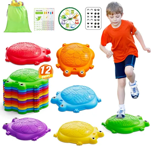 HYES Escalones para niños, 12 piezas de piedras de equilibrio antideslizantes para niños de 1 a 3 años, juguetes sensoriales para cursos de