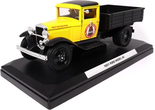 Miniatura 2 de Motor City Classics Coca-Cola Diecast coleccionable Ford Modelo AA 1931 (versión amarilla) escala 1:24 424023 con licencia