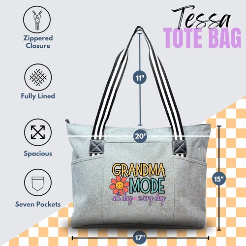 Miniatura 43 de Brooke & Jess Designs Bolso de mano para la abuela – Bolso de lona resistente con cremallera y bolsillo interior para la abuela para uso diario