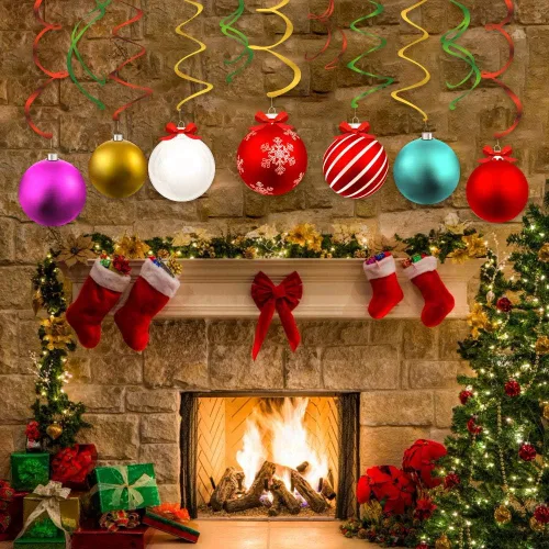 Miniatura 4 de 15 bolas de Navidad colgantes de remolinos de bola de Navidad, decoración de cumpleaños, regalos de fiesta temática de Navidad para vacaciones, baby