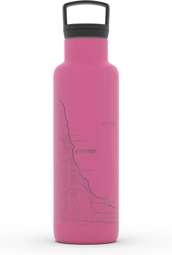 Miniatura 118 de Well Told Botella de agua aislada con mapa de Washington DC grabado, botella de acero inoxidable grabada (21 onzas, blanco) botella aislada de mapa