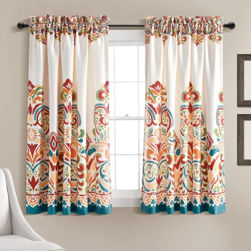 Miniatura 19 de Lush Decor Clara Curtains - Cortinas con estampado de damasco paisley, estilo bohemio, filtrado de luz, juego de paneles para ventana para sala