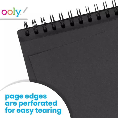 Miniatura 5 de OOLY Cuaderno de bocetos pequeño con cubierta de bricolaje, 5 x 7.5 pulgadas, cuaderno de dibujo de papel negro, libro de dibujo para niños