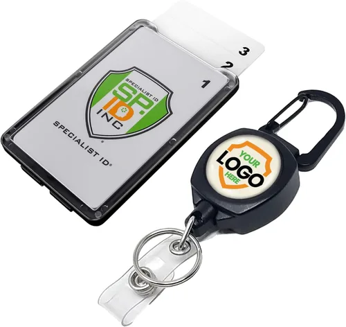 Miniatura 8 de Resistente placa de acompañante carabinero y Clave carrete por KEY-BAK con tres tarjeta policarbonato de identificación titular por Specialist ID