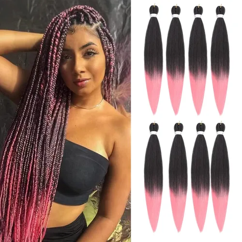 Miniatura 49 de Cabello trenzado preestirado de 22 pulgadas, 6 paquetes de cabello profesional suave Yaki trenzado para trenzas con ajuste de agua caliente