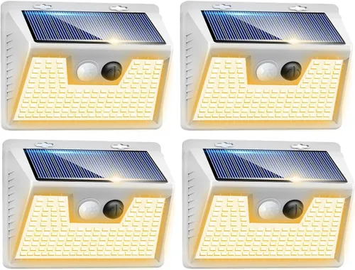 Miniatura 19 de Peasur Luces Solares para Exteriores con Sensor de Movimiento, 140 LED Luz Solar Alimentada por Energía Solar para Cerca Impermeable, 3 Modos