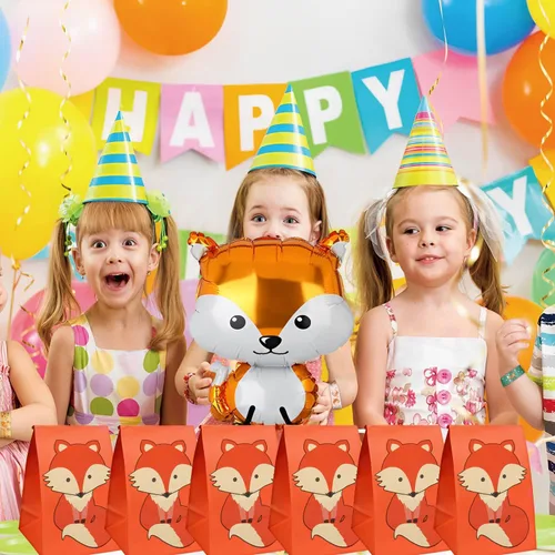 Miniatura 7 de YYMYMGJ Paquete de 24 bolsas de regalo de Fox para fiesta de cumpleaños, suministros de decoración de baby shower