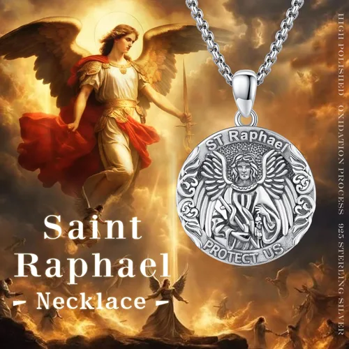 Miniatura 245 de Collar con colgante de plata de ley 925 con medalla de San Patrón, joyería religiosa para hombres y mujeres, con cadena de acero inoxidable 316L