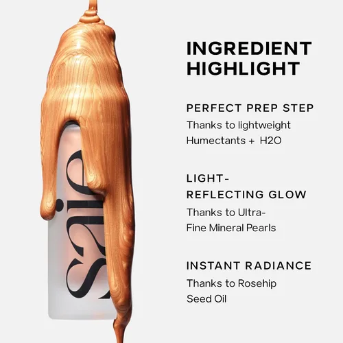 Miniatura 8 de Saie Mini Glowy Super Gel - Base de maquillaje hidratante y suero iluminador enriquecido con vitamina C y aceite de escualano, maquillaje líquido