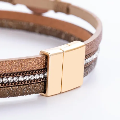 Miniatura 12 de FANCY SHINY - Pulsera de cuero estilo bohemio, pulsera de cuentas de cristal con cierre magnético, regalos de joyería para mujer