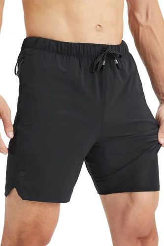 Fabletics The One - Pantalón corto para hombre (forro), entrenamiento, natación, ligero, de secado rápido, bolsillo con cremallera, tejido elástico