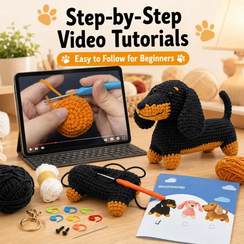 Miniatura 3 de Kit de ganchillo Nikolle para principiantes con videotutoriales paso a paso Kit de ganchillo de animales Kit de inicio de ganchillo para adultos