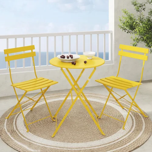 Miniatura 9 de Grand patio Juego de muebles plegables de 3 piezas para exteriores con marco de acero de primera calidad, diseño portátil para bistró y balcón Verde